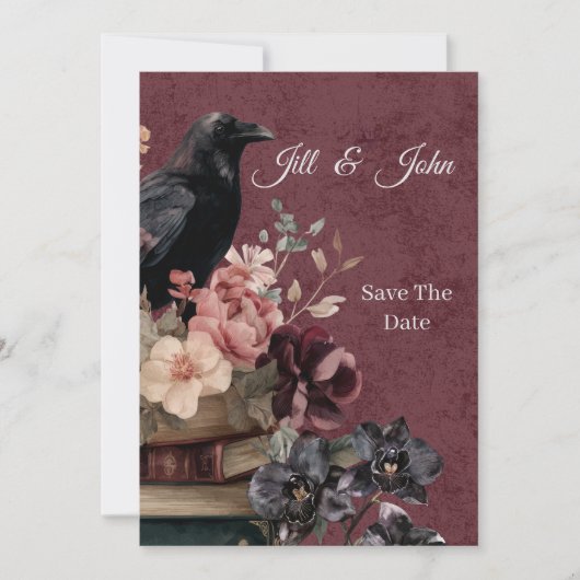 Dark Academia Goth Save the Date 招待状 (正面)