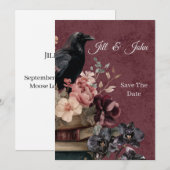 Dark Academia Goth Save the Date 招待状 (正面/裏面)