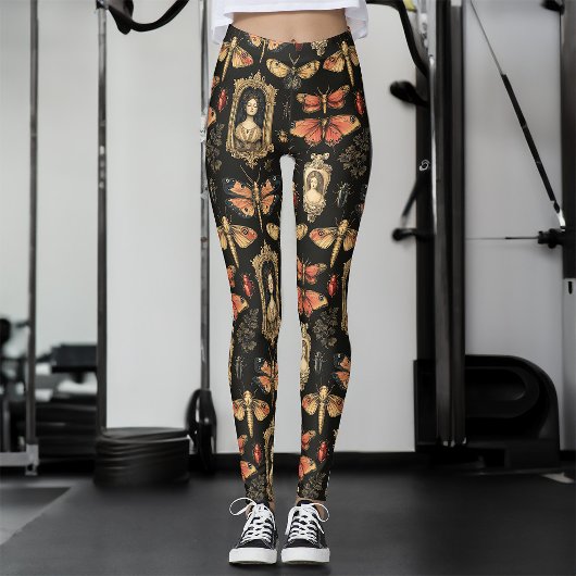 Dark Academia Goth Victorian Gothic Cameo Red Moth レギンス