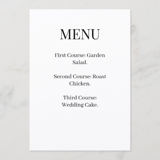 Dark Academia Goth Wedding Menu メニュー (正面)