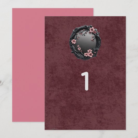 Dark Academia Goth Wedding Table Numbers 招待状 (正面/裏面)