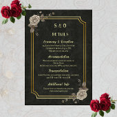 Dark Academia Gothic Black Gold Elegant Wedding エンクロージャーカード