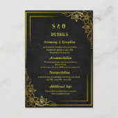 Dark Academia Gothic Black Gold Elegant Wedding エンクロージャーカード (正面)