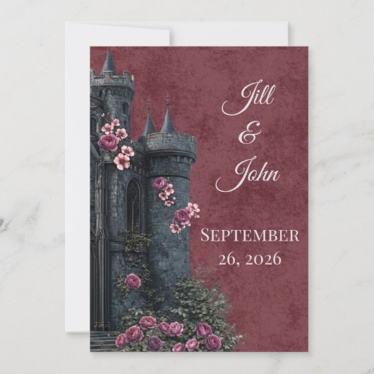 Dark Academia Gothic Castle Invitation Florals 招待状 (正面)