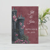 Dark Academia Gothic Castle Invitation Florals 招待状 (スタンド正面)