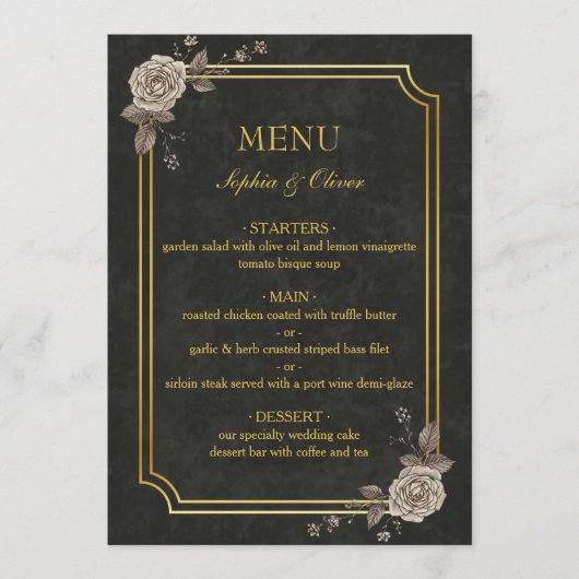 Dark Academia Gothic Elegant Wedding Menu メニュー (正面)