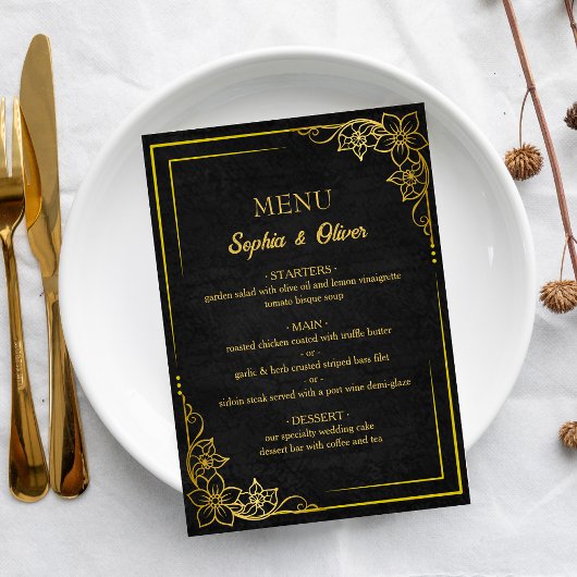 Dark Academia Gothic Elegant Wedding Menu メニュー