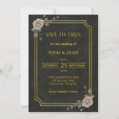 Dark Academia Gothic Elegant Wedding Save the Date (正面)