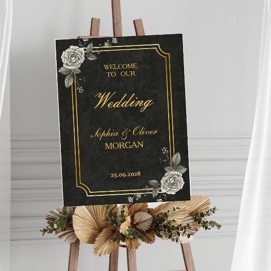 Dark Academia Gothic Elegant Wedding Welcome Sign ポスター