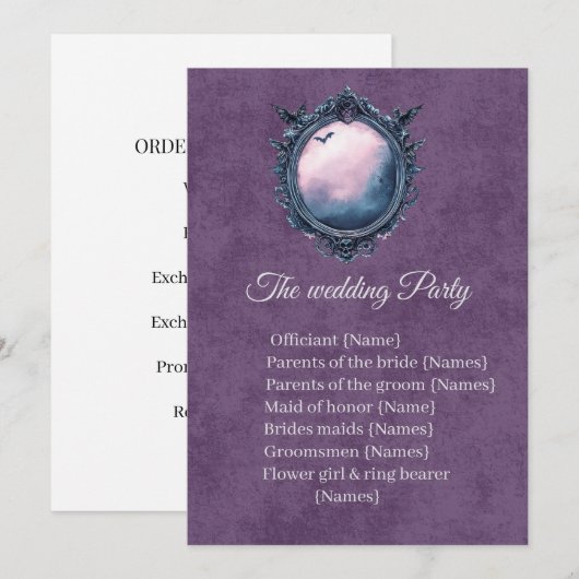 Dark Academia Gothic Mirror Ceramony Program 招待状 (正面/裏面)