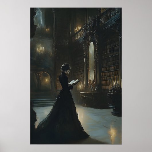 Dark Academia Library Wall Art Gothic Victorian ポスター (正面)