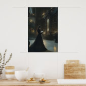 Dark Academia Library Wall Art Gothic Victorian ポスター (キッチン)