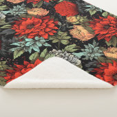 Dark Academia Maximalist Red Dahlia Sherpa Blanket シェルパブランケット (3/4)