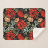 Dark Academia Maximalist Red Dahlia Sherpa Blanket シェルパブランケット (正面(横))