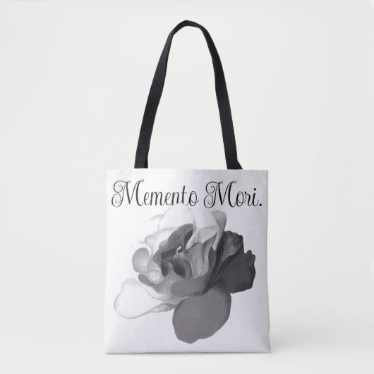 Dark Academia Memento Mori White Rose トートバッグ (正面)
