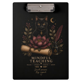 Dark Academia Mindful Teaching Black Cat & Lotus クリップボード