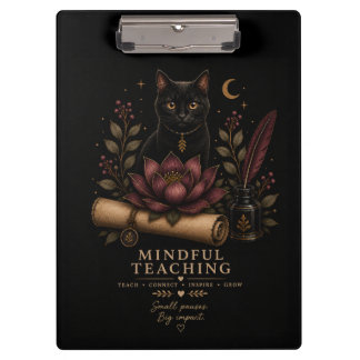 Dark Academia Mindful Teaching Black Cat & Lotus クリップボード