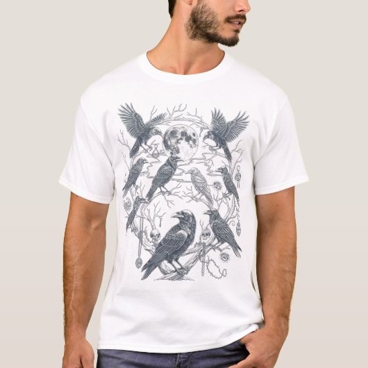 Dark Academia Moonlit Raven Gothic Graphic Tシャツ (正面)