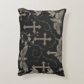 Dark Academia Moth & Cross Pillow – Vintage Gothic アクセントクッション (裏面(縦))