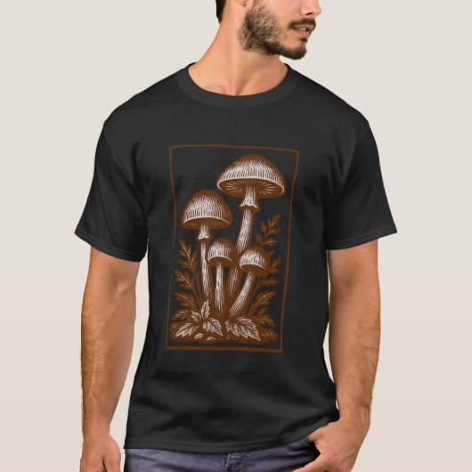 Dark Academia Mushrooms Tee Mycology Fungi Mushroo Tシャツ (正面)
