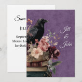 Dark Academia Mystic Raven Save the Date (正面/裏面)