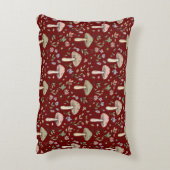 Dark Academia Plum Red Fungi Seamless Luxury アクセントクッション (裏面(縦))