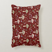 Dark Academia Plum Red Fungi Seamless Luxury アクセントクッション (正面(垂直))