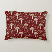 Dark Academia Plum Red Fungi Seamless Luxury アクセントクッション (裏面)