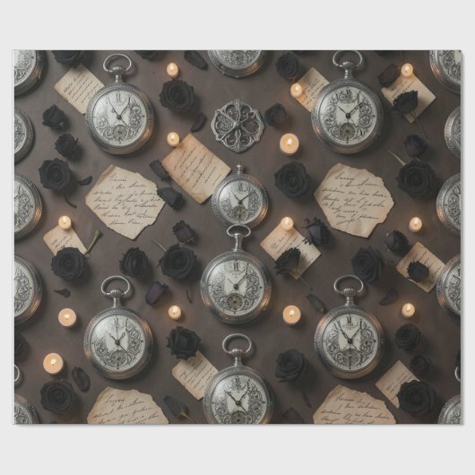 Dark Academia Pocket Watch Wrapping Paper ラッピングペーパー (フラット)