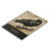Dark Academia Raven Crow Vintage Script ノートブック (左側)