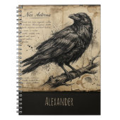 Dark Academia Raven Crow Vintage Script ノートブック (正面)
