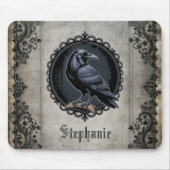 Dark Academia Raven Crow Vintage Style マウスパッド (正面)