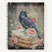 Dark Academia Raven Pink Floral Spiral ノートブック (正面)