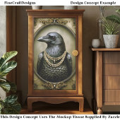 Dark Academia Regal Raven & Pearls ET1L Decoupage 薄葉紙