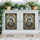 Dark Academia Regal Raven & Pearls ET1R Decoupage 薄葉紙