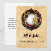 Dark Academia Steampunk Clock Wedding Invitation 招待状 (正面/裏面)