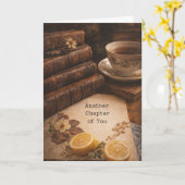 Dark Academia Vintage Library Books Birthday Card カード (黄色い花)