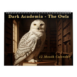 Dark Academia Vintage Owl Oil Portraits Gothic カレンダー
