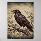 Dark Academia Vintage Raven Ivy Aesthetic Art ポスター (正面)