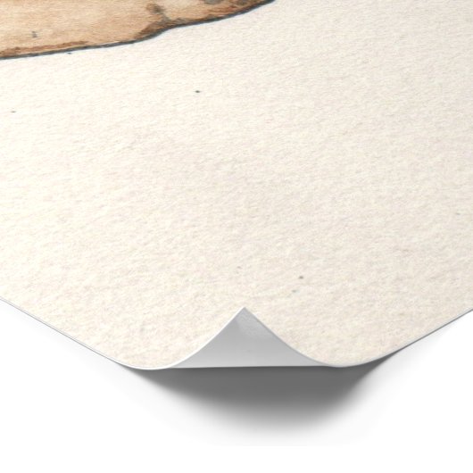 Dark Academia Watercolour Raven Skull Art ポスター (角)