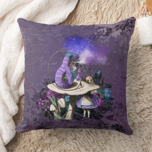 Dark Alice Caterpillar Rustic Deep Purple クッション (ブランケット)