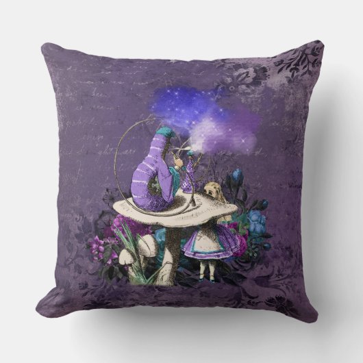 Dark Alice Caterpillar Rustic Deep Purple クッション (正面)