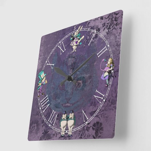 Dark Alice Deep Purple Wonderland スクエア壁時計 (傾斜)