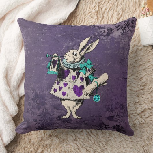 Dark Alice Rabbit Rustic Deep Purple クッション (ブランケット)