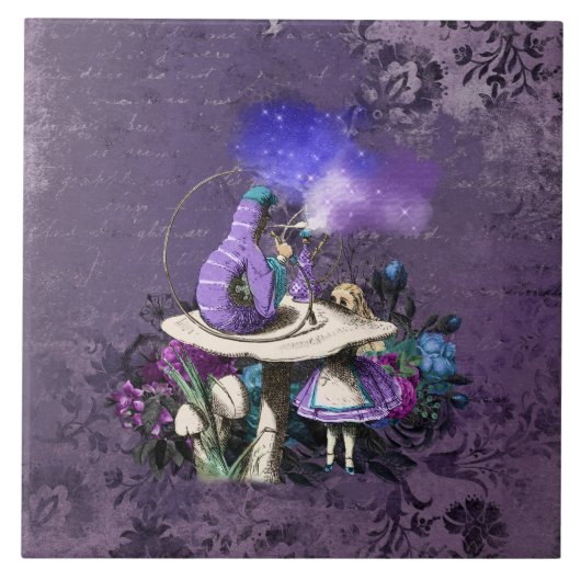 Dark Alice Rustic Deep Purple Caterpillar タイル (正面)
