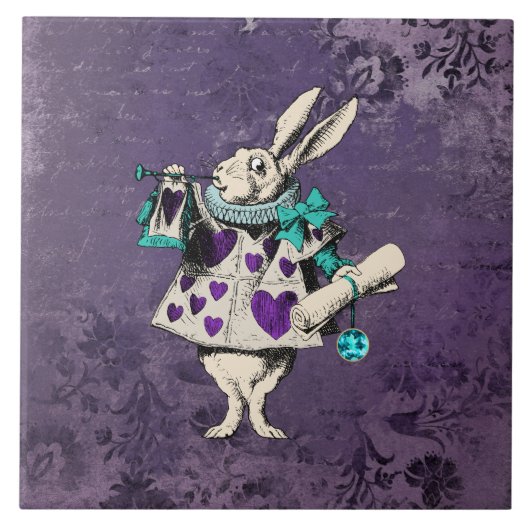 Dark Alice Rustic Deep Purple Rabbit タイル (正面)