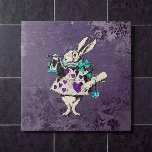 Dark Alice Rustic Deep Purple Rabbit タイル