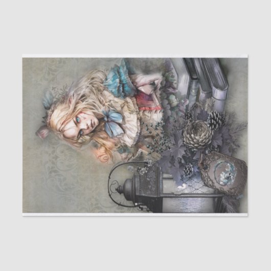 Dark Alice with Books Decompage紙 薄葉紙 (正面)