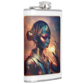 Dark Alien Princess Poses With Fiery Background フラスク (右)