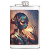 Dark Alien Princess Poses With Fiery Background フラスク (正面)